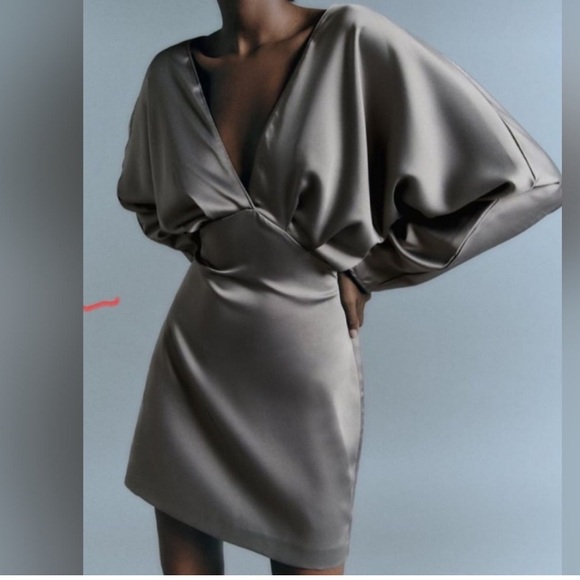 🆕 w/tags Zara Satin Wingback Dress - Picture 3 of 4